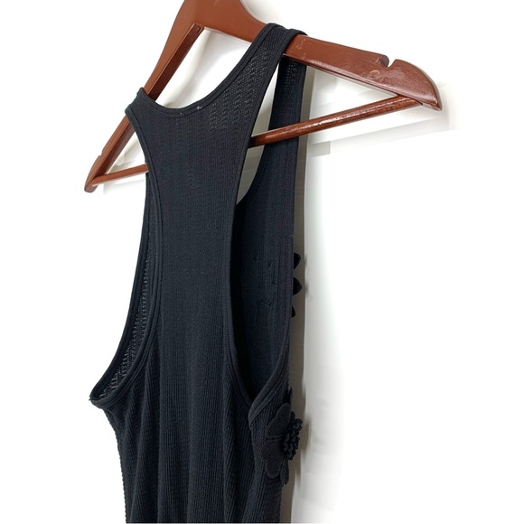 Free People Black Flower Applique Embroidered Berlin Muscle Tank Top Size XS - Picture 10 of 15